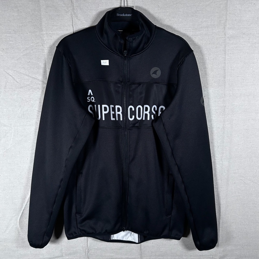 PacTimo Super Corse‎ Cycling Jacket Mens Large Black Full Zip Fleece Lined L